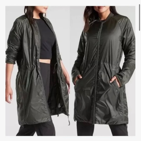 Athleta Green Shimmer Packable Summit PrimaLoft Parka ✈️⛰️ - Picture 1 of 11